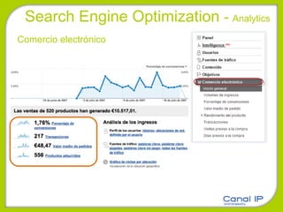Search Engine Optimization  -  Analytics Comercio electrónico 