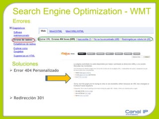 Search Engine Optimization - WMT Errores Soluciones Error 404 Personalizado Redirección 301 