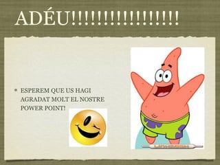 ADÉU!!!!!!!!!!!!!!!!!

ESPEREM QUE US HAGI
AGRADAT MOLT EL NOSTRE
POWER POINT!

 