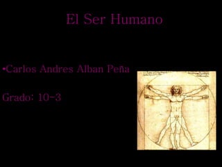 El Ser Humano
•Carlos Andres Alban Peña
Grado: 10-3
 