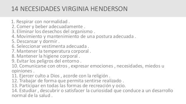LAS CATORCE NECESIDADES DE VIRGINIA HENDERSON PDF