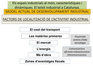 Els espais industrials al món, característiques i
dinàmiques. El teixit industrial a Catalunya.
MODEL ACTUAL DE DESENVOLUP...
