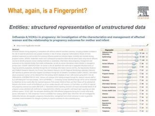 What, again, is a Fingerprint?
Entities: structured representation of unstructured data
 
