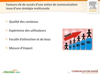 Facteurs clé de succès d’une action de communication
issue d’une stratégie multicanale



  Qualité des contenus

  Expérience des utilisateurs

  Faculté d’attraction et de buzz

  Mesure d’impact




                                            13
 