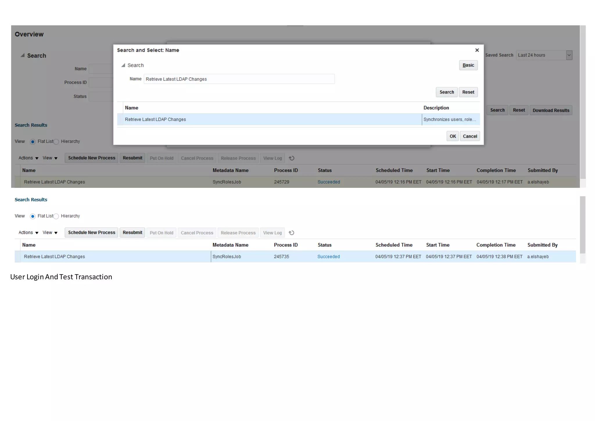 User LoginAndTest Transaction