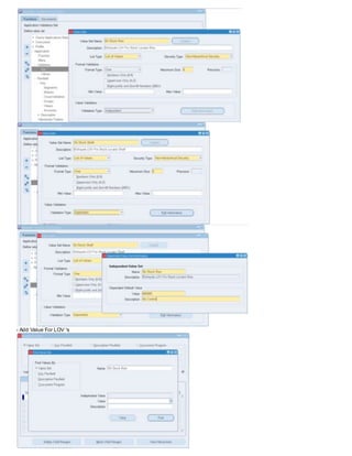 - Add Value For LOV 's
 