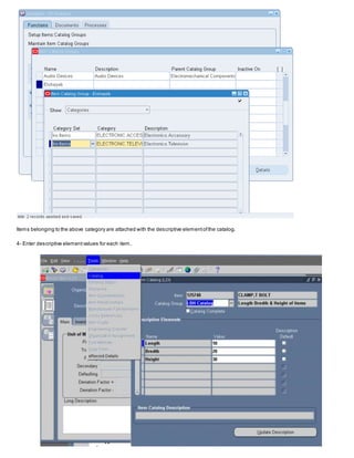 Items belonging to the above category are attached with the descriptive elementofthe catalog.
4- Enter descriptive elementvalues for each item.
 