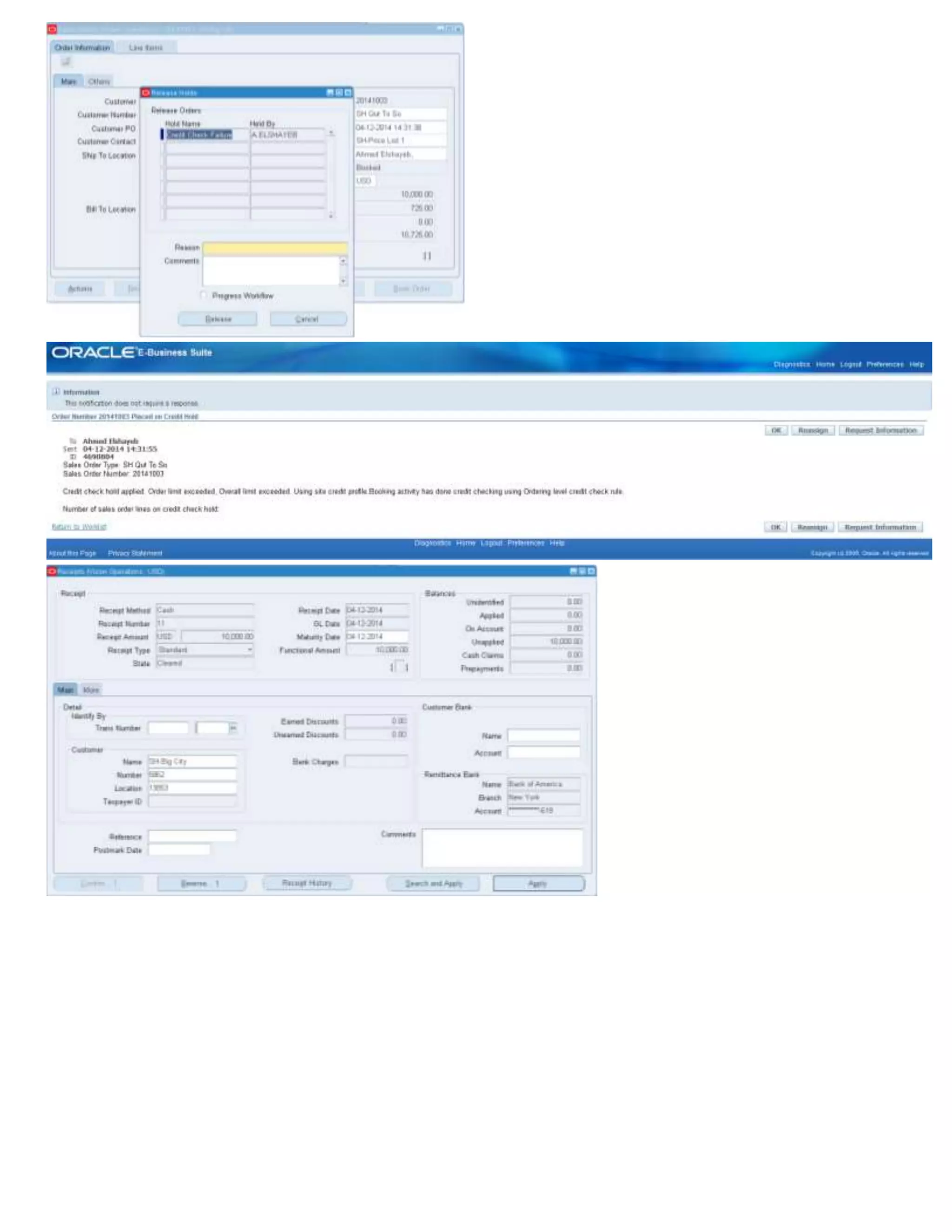 Initialize Credit Summaries Table7
OM: Prevent Booking for Line Generic Holds
Credit Check Processor
Credit Exposure Report
 