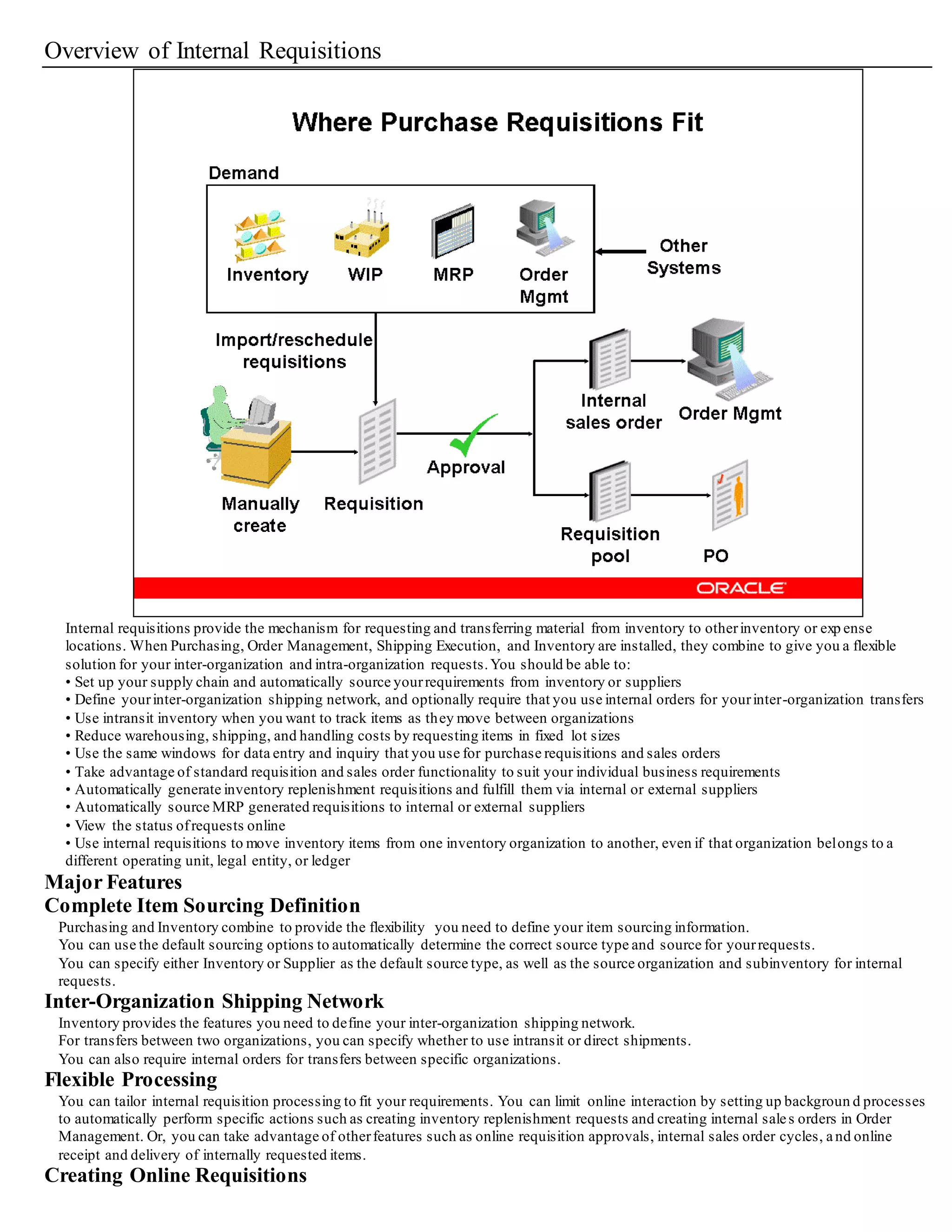 18. Pick Release the order using (N) Shipping > Release Sales Orders > Release Sales Orders.
19. Ship Confirm the order.
20. Use AutoInvoice to invoice the order. (N) Receivables > Interface > AutoInvoice.
Note: If you require to perform an explicit acceptance,use Actions > Fulfillment Acceptance to open the Order
Information Portalpage and record your acceptance details.
 