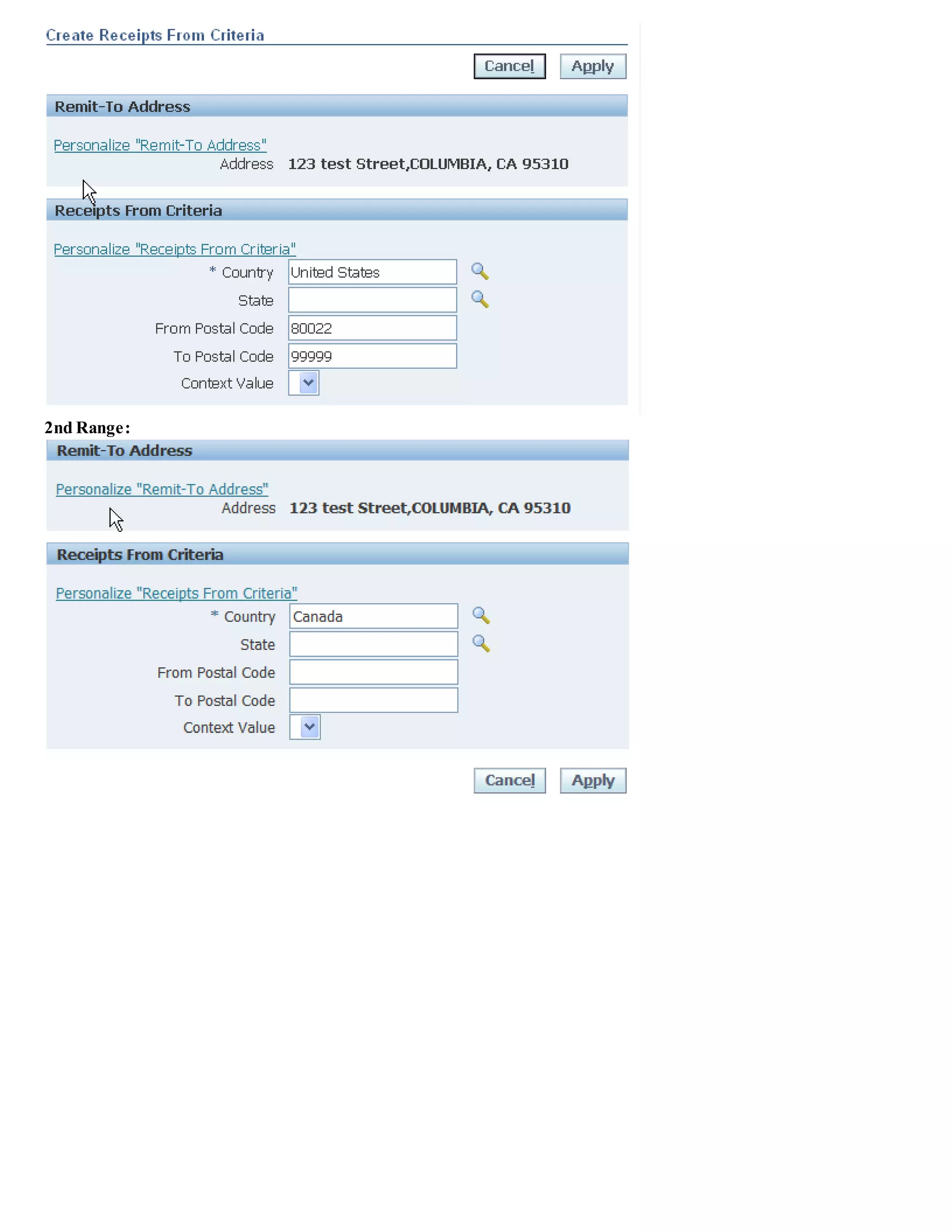 Defining Shipping Document Sets
You can group related shipping documents and other reports in a set that can be printed at pick release or ship confirm. You can include a
variety of shipping documents in a set such as a Bill of Lading and Packing Slip Report and determine the print sequence.
Shipping Execution provides three pre-defined (seeded) document sets:
• All Pick Release documents: You can set the default Pick Release Document Set in the Pick Release tab of the Shipping Parameters window
• Ship Confirm documents: You can set the default in the Document Set field of the ship confirm window
• Pack Slip only (at ship confirm): You can set the default in the Document Set field of the ship confirm window
Note: You can create additional document sets based on your business needs.
To define document sets:
1. Navigate to the Shipping Document Sets window.
Shipping DocumentSets Window
2. Enter a Name and Description for the new document set.
3. Select the Usage for the document set:
• Pick Release: For printing at pick release
• Ship Confirm: For printing at ship confirm
4. Optionally, enter the Effective Dates for the document set.
5. The default Printing Method is parallel. This submits the reports for printing separately, each with a different request ID.
If one of the reports in the document set fails to print, the otherreports will print.
6. Enter a Sequence number.
7. Select Shipping Execution as the Application.
8. Select the Report Name to be included in the document set.
Selecting a report with PDF Output enables you to select a layout template.
If you select a report without PDF Output,then the Layout Template field is not updatable.
9. If you selected a report with PDF Output, then use the list of vales to select a Layout Template for your report.
Oracle XML Publisher enables you to extend various Oracle Shipping Execution reports to suit your business needs.
The following list represents those seeded Oracle Shipping Execution report layout templates within Oracle XML Publisher:
• Bill of Lading
• Commercial Invoice
• Mailing Label
• MasterBill of Lading
• Packing Slip
• Pick Slip
• Vehicle Load Sheet Summary
10. Enter the number of Copies that you want.
If number of copies for a document is specified in the document set form, then copy count is used.If it is not specified (that is, it is null),
then the profile option Concurrent: Report Copies is used.
If the profile option Concurrent: Report Copies is also null, then 1 copy is printed.
11. Save your work.
To Edit document sets:
1. Navigate to the Shipping Document Sets window.
2. Query an existing document set.
3. Edit the existing Effective Dates, Sequence of documents,or documents contained within the document set.
4. Save your work.
 