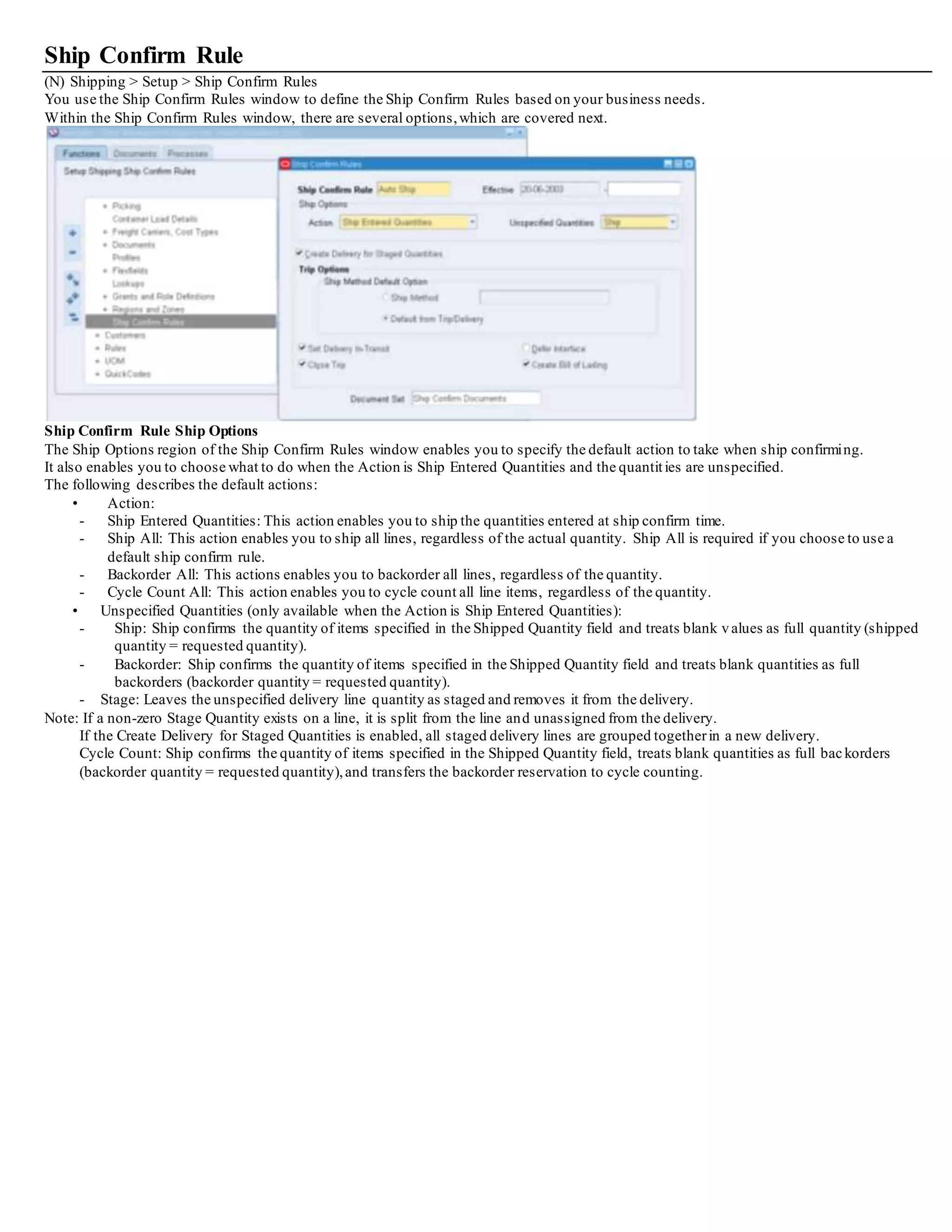 Guided Demonstration - Creating an ATP Rule
Responsibility: Inventory, Vision Operations USA
1. Navigate to the ATP Rules window.
 (N) Inventory Setup > Rules > Available to Promise
2. Enter the following information:
Name: ATP_Backward
Description: ATP Backward consumption
Backward Selected
Past Due Days Demand: 10
Infinite Supply: User-defined time fence
Aggregate Order Promising Time Fence: User Defined
3. Select the following Demand Sources:
Sales Orders
Internal Orders
Discrete WIP
Repetitive WIP
4. Select the following Supply Sources:
Discrete WIP
Repetitive WIP
Internal Reqs
Supplier Reqa
Purchase Orders
On-hand Available
Interorg Transfers
5. (M) File > Save
6. (M) File > Close Form
 