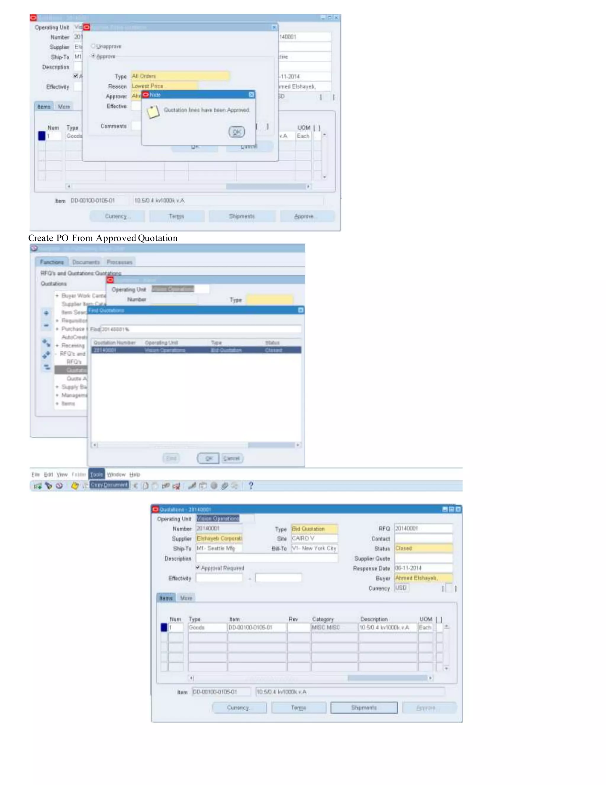 Create PO From Approved Quotation
 