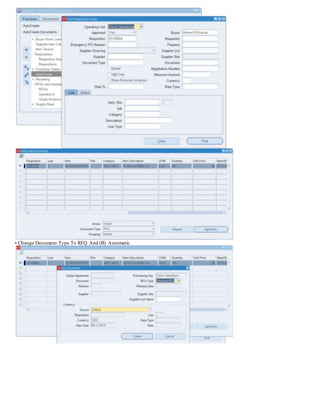 • Change Document Type To RFQ And (B) Automatic
 