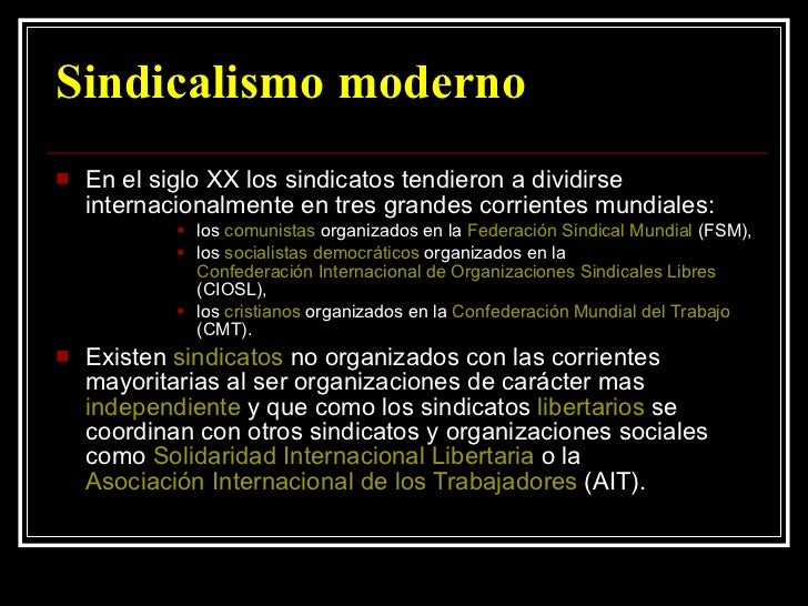 Resultado de imagen para el sindicalismo moderno