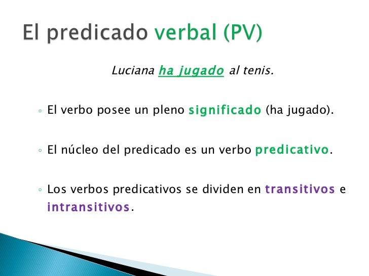 Resultado de imagen para predicado verbal