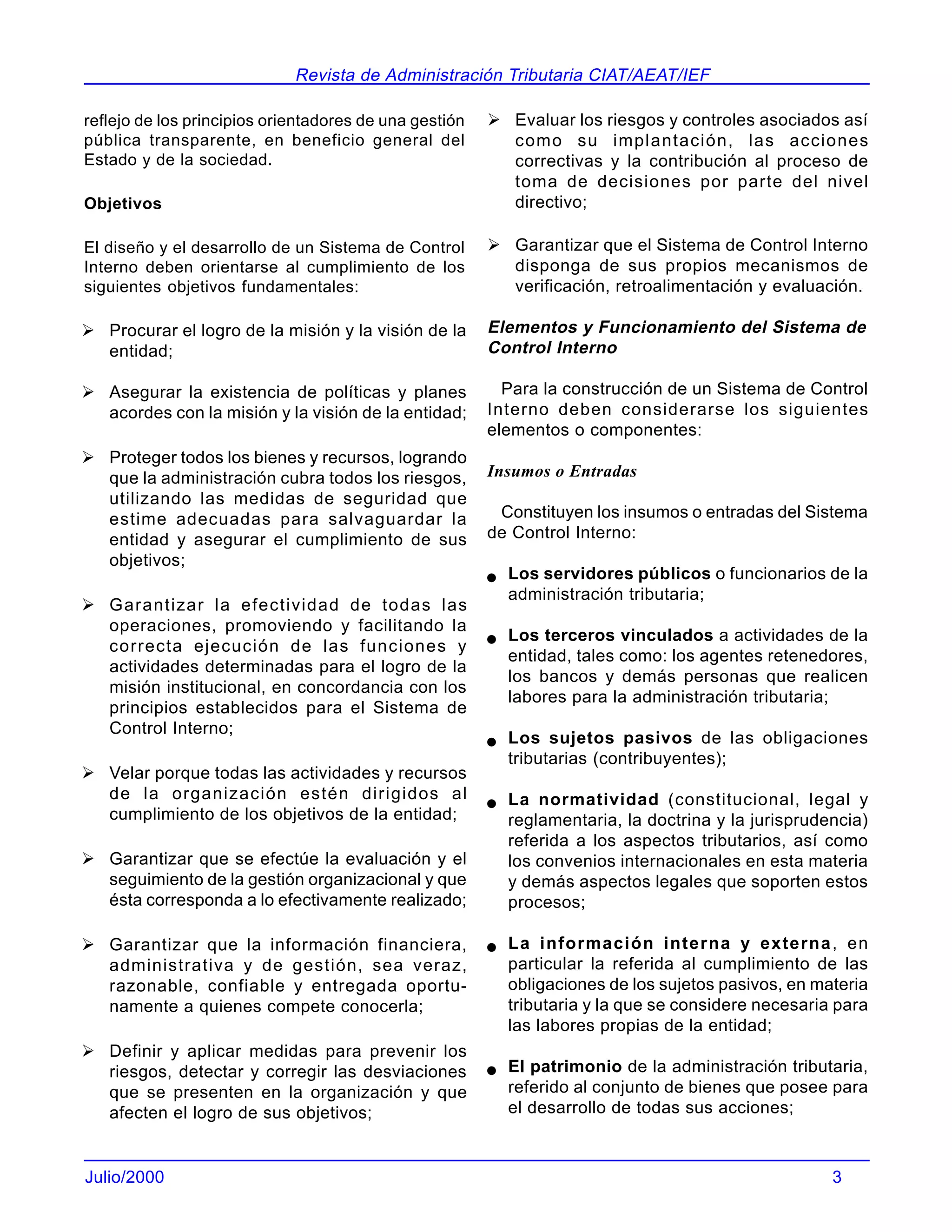 El sistema de control interno en la administracion tributaria | PDF