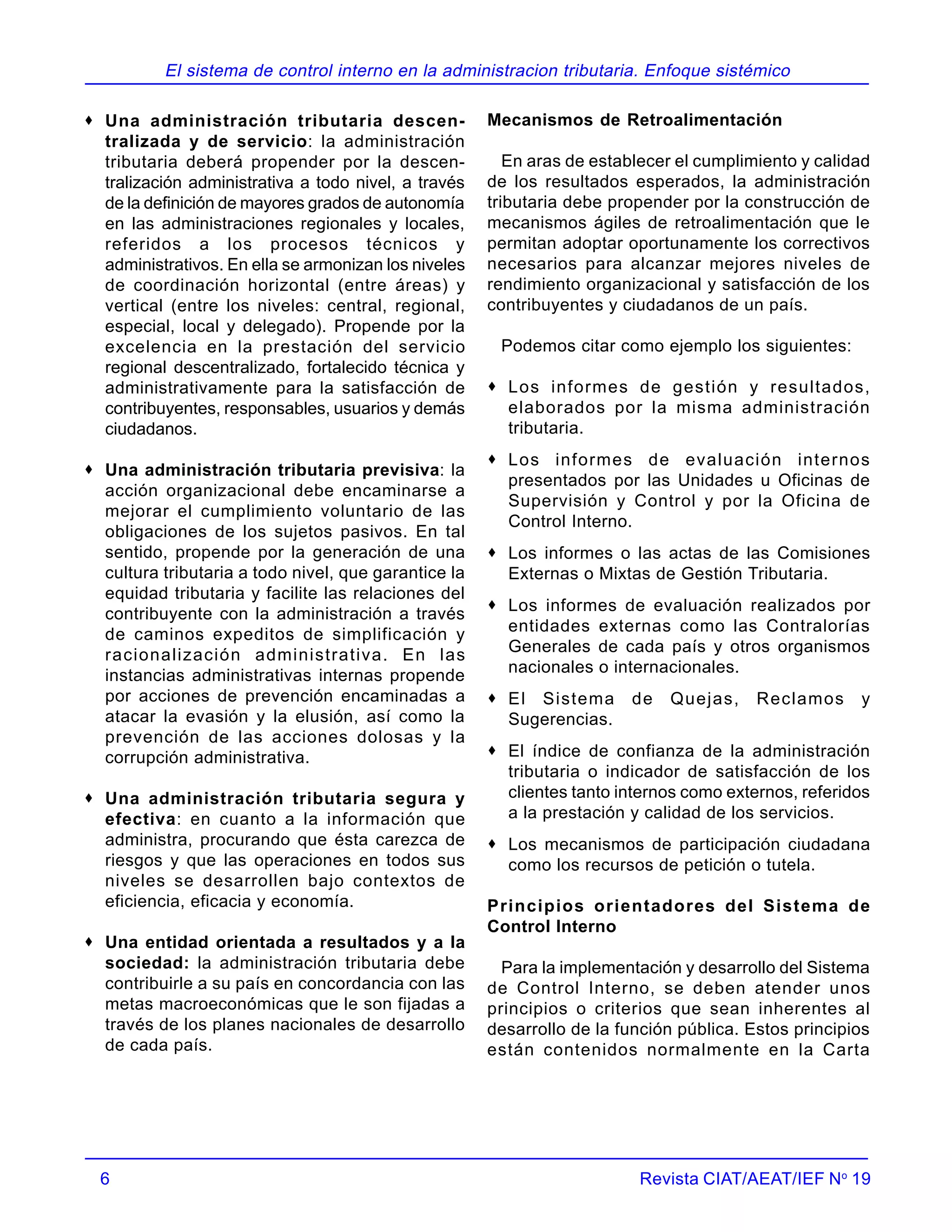 El sistema de control interno en la administracion tributaria | PDF