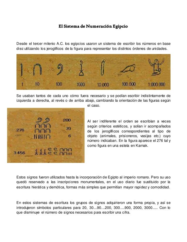El sistema de numeración egipcio