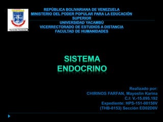 Realizado por:
CHIRINOS FARFAN, Mayoslin Karina
C.I: V.-15.095.192
Expediente: HPS-151-00158V
(THB-0153) Sección ED02D0V
 