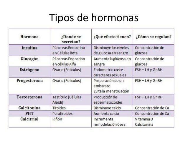 Resultado de imagen para tipos de hormonas del cuerpo humano