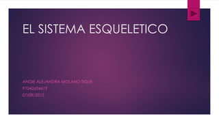 EL SISTEMA ESQUELETICO
ANGIE ALEJANDRA MOLANO TIQUE
97042604619
07/09/2015
 