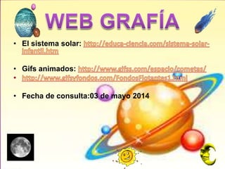• El sistema solar:
• Gifs animados:
• Fecha de consulta:03 de mayo 2014
 