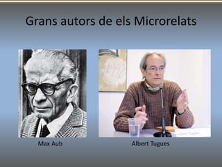 Grans autors de els Microrelats




  Max Aub          Albert Tugues
 