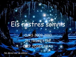 Els nostres somnis CURS 2009-2010 2N TRIMESTRE CEIP JOSEP GRAS No deixis mai de somiar… 