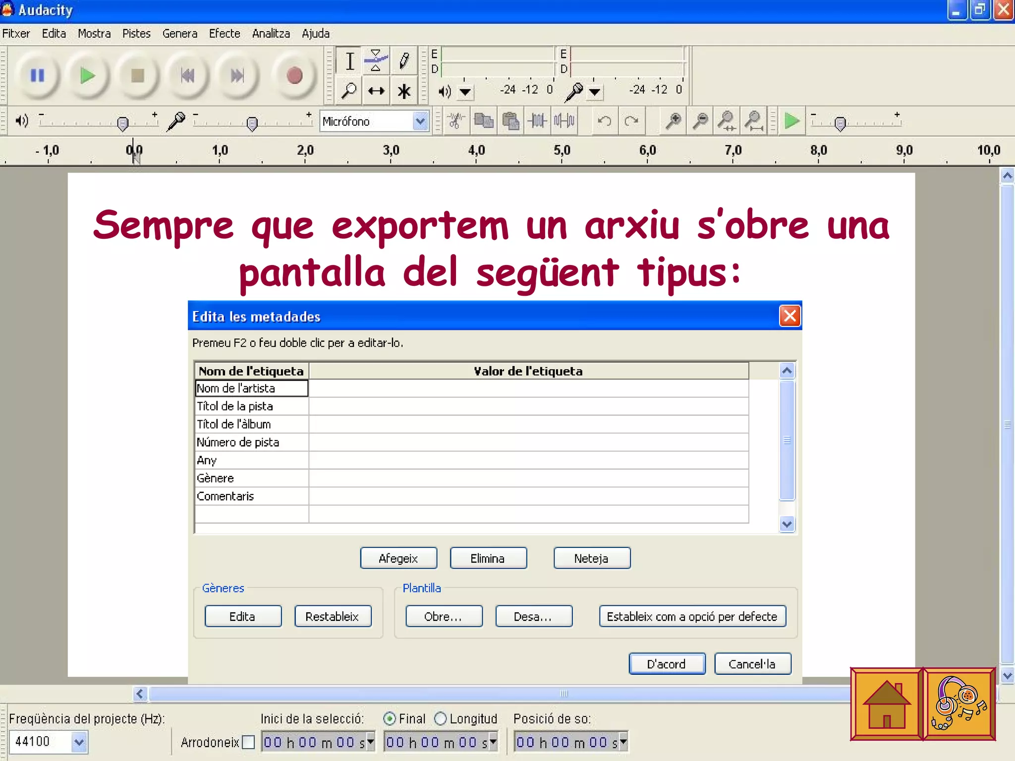 Sempre que exportem un arxiu s’obre una
      pantalla del següent tipus:
 