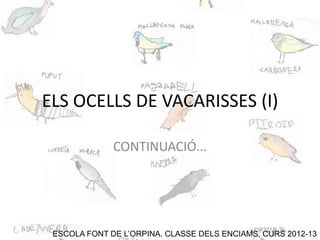 ELS OCELLS DE VACARISSES (I)

              CONTINUACIÓ...




 ESCOLA FONT DE L’ORPINA. CLASSE DELS ENCIAMS. CURS 2012-13
 