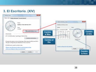 3. El Escritorio. (XII)Un Acceso Directo es un camino rápido a algún recurso situado en nuestro ordenador.Los pasos para crear un acceso directo son…Sobre el Escritorio Botón derecho del ratón.Seleccionar “Acceso Directo” del Menú Nuevo.Examinar para buscar el Programa.Seleccionar el Programa o Carpeta y pulsar Aceptar.Pulsar Siguiente.Introducir el Nombre del Acceso Directo y pulsar Finalizar.36