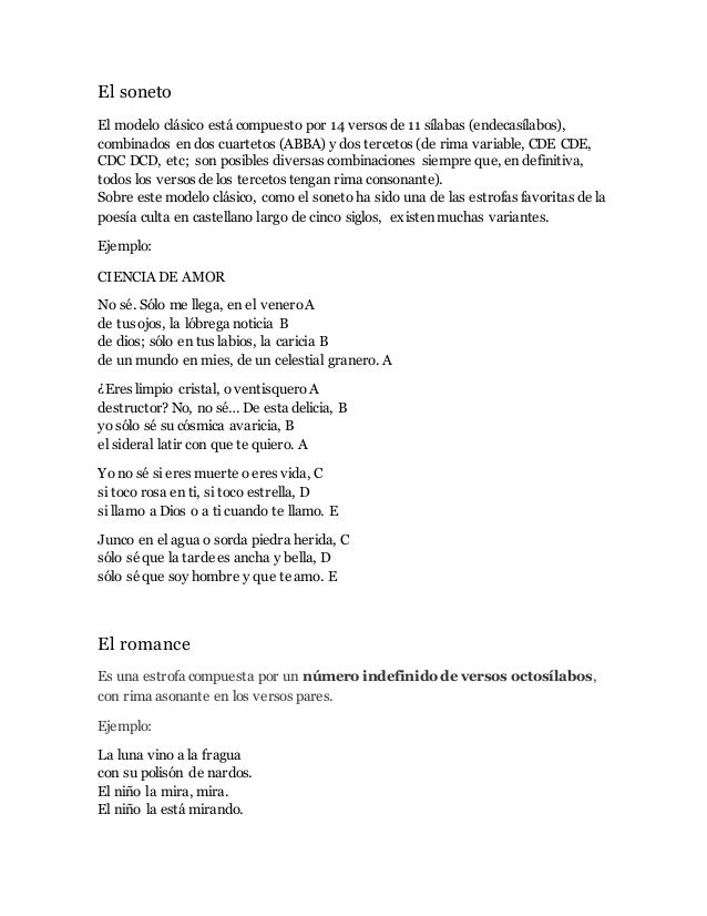 Ejemplos De Sonetos De 11 Silabas Y 14 Versos De Amor - Colección de