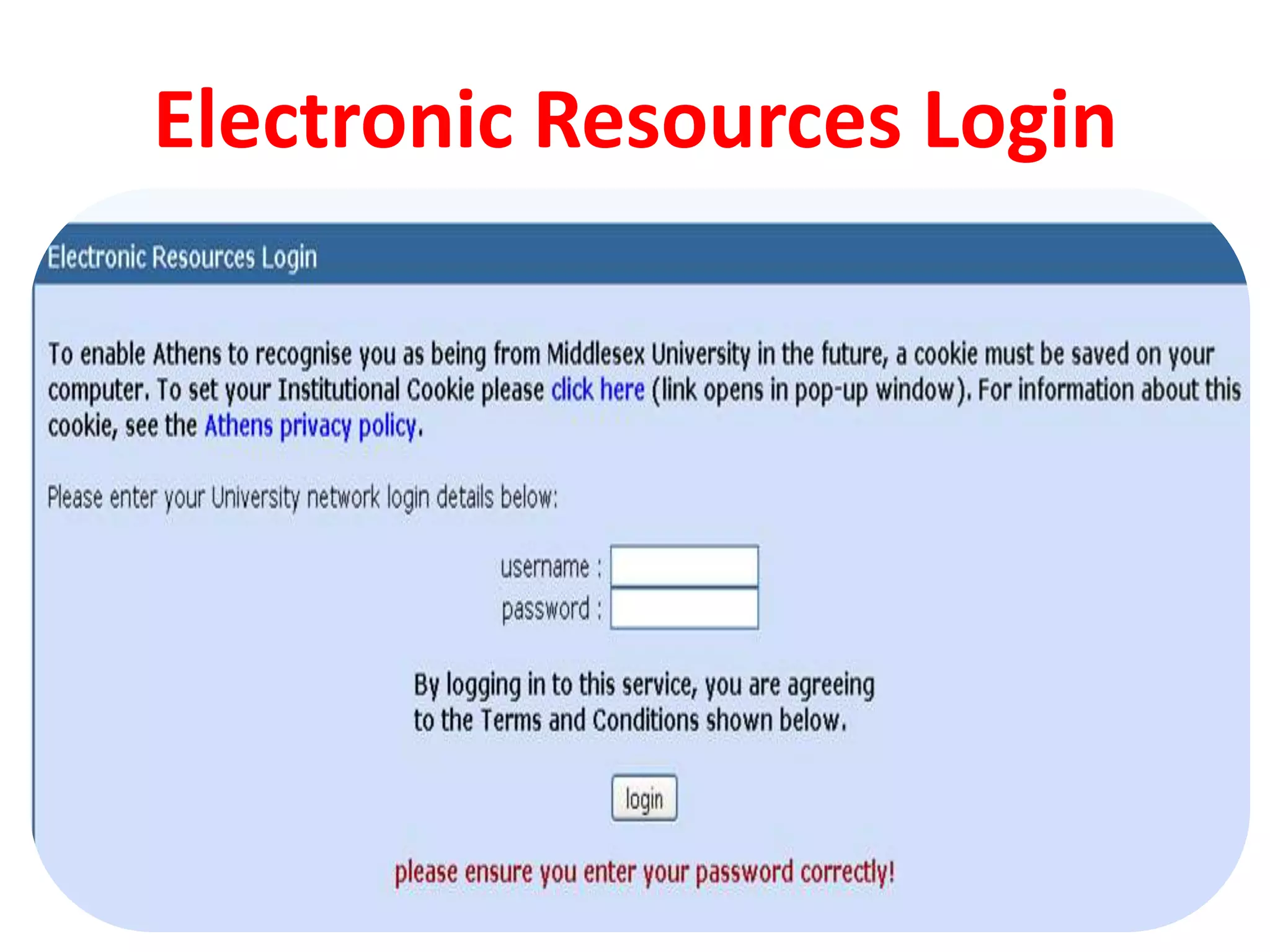 Electronic Resources Login 