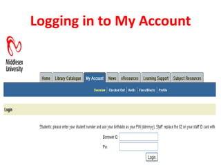 Logging in to My Account