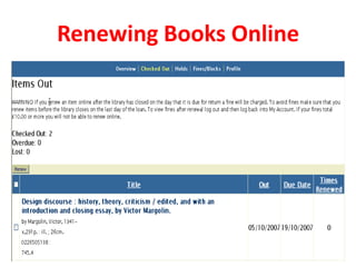 Renewing Books Online