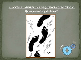 6. - COM ELABORO UNA SEQÜÈNCIA DIDÀCTICA?
Quins passos haig de donar?
 