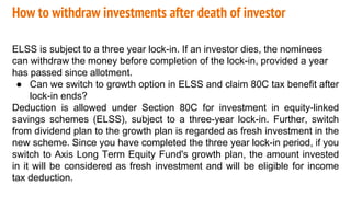 Elss | PPTX | Mutual Funds | Personal Investing