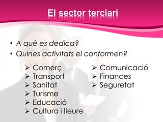 • A què es dedica?
• Quines activitats el conformen?
 