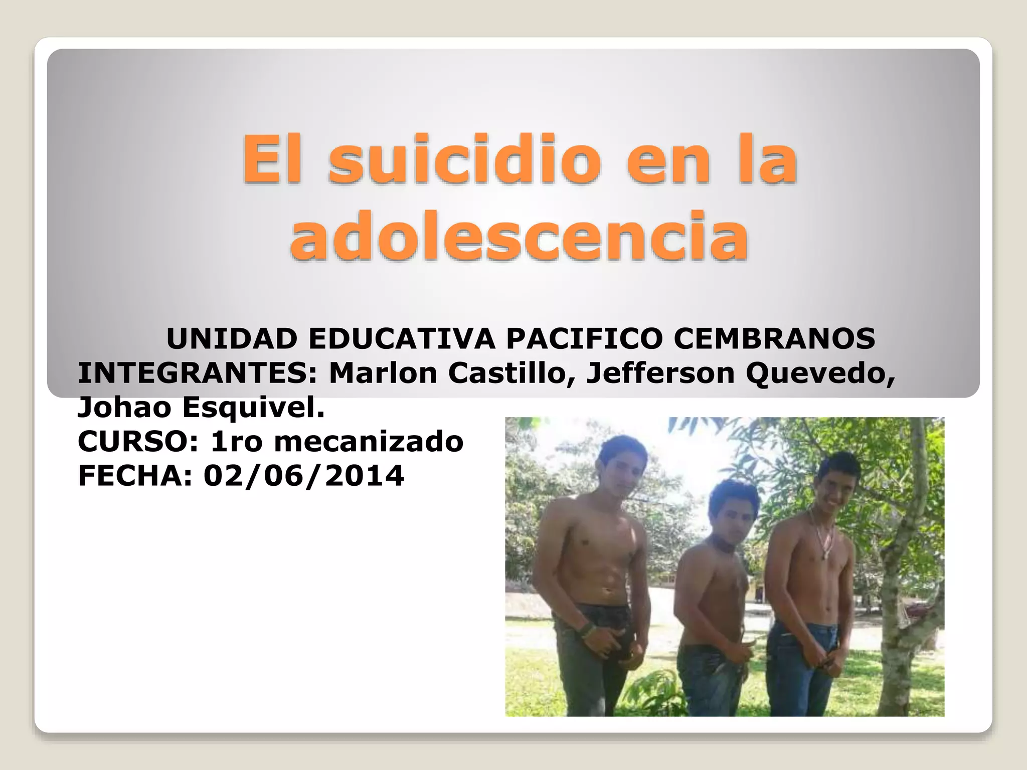 El suicidio en la adolescencia | PPT