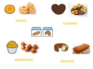 DONUTS
PALMERAS
MAGDALENAS
BIZCOCHO
 