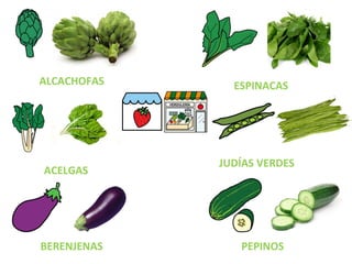 ALCACHOFAS ESPINACAS
ACELGAS
BERENJENAS
JUDÍAS VERDES
PEPINOS
 