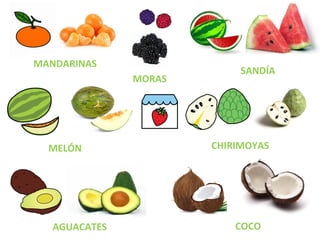 MANDARINAS
SANDÍA
MORAS
MELÓN CHIRIMOYAS
COCOAGUACATES
 