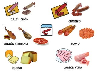 SALCHICHÓN
CHORIZO
JAMÓN SERRANO
JAMÓN YORKQUESO
LOMO
 