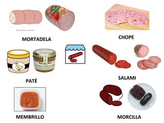 CHOPEMORTADELA
PATÉ
SALAMI
MORCILLAMEMBRILLO
 
