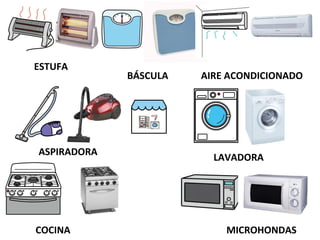 ESTUFA
BÁSCULA AIRE ACONDICIONADO
ASPIRADORA
LAVADORA
COCINA MICROHONDAS
 
