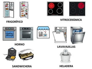 FRIGORÍFICO
VITROCERÁMICA
HORNO
LAVAVAJILLAS
SANDWICHERA HELADERA
 
