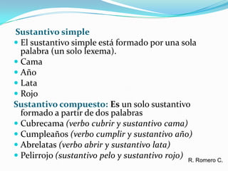Sustantivo simpleEl sustantivo simple está formado por una sola palabra (un solo lexema).