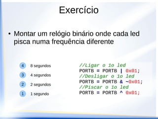 Rotina de Interrupção
//colocar no kernel.c
#define MIN_INT -30000
void KernelClock(void){
unsigned char i;
i = ini;
while(i!=fim){
if((pool[i].start)>(MIN_INT)){
pool[i].start--;
}
i = (i+1)%SLOT_SIZE;
}
}
//colocar no kernel.h
void KernelClock(void);
 