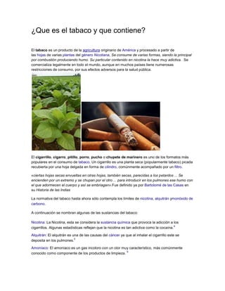 que es tobacco Programa de Tratamiento contra el Tabaco El tabaco orgnico: qu es