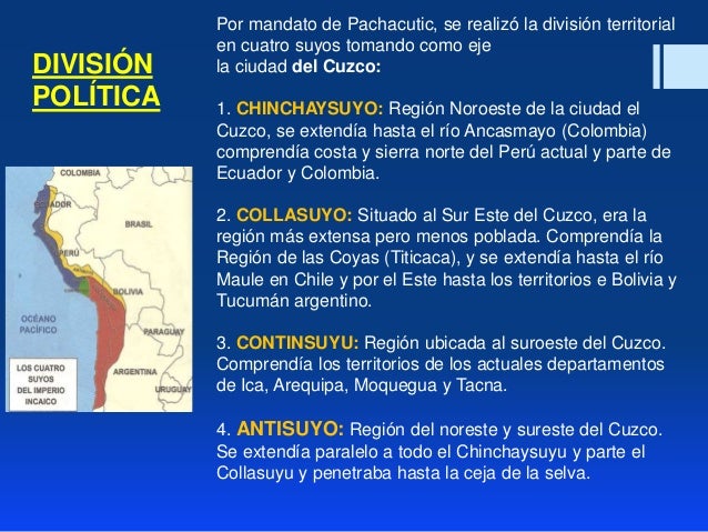 Resultado de imagen para EXTENSIÓN Y DIVISIÓN POLÍTICA DEL IMPERIO INCAICO
